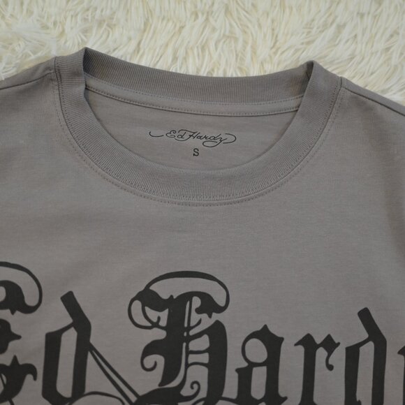 Ed Hardy Men's/Teen Grey T-Shirt Love Kills Slowly - Picture 2 of 3